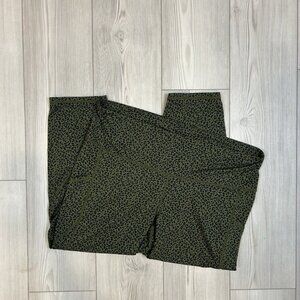 J. Jill Fit 2X Performance High-Rise 7/8 Leggings Green Printed Pant Stretch
